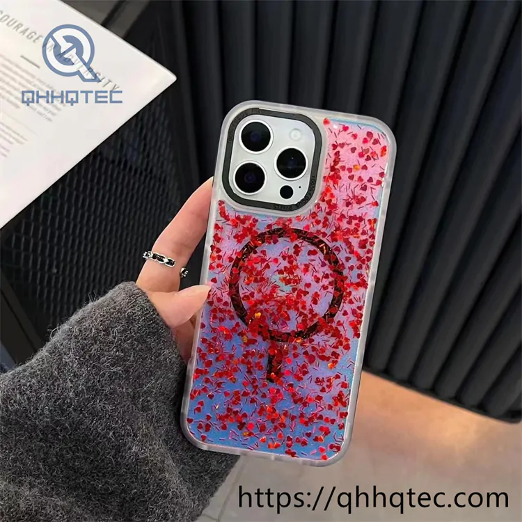 chameleon epoxy glitter magnetic phone case