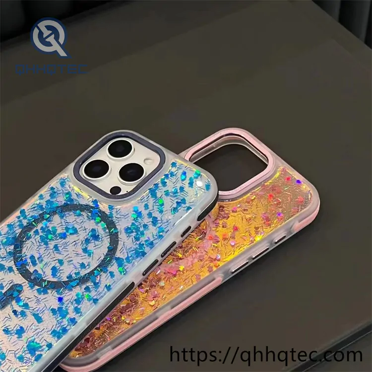chameleon epoxy glitter magnetic phone case