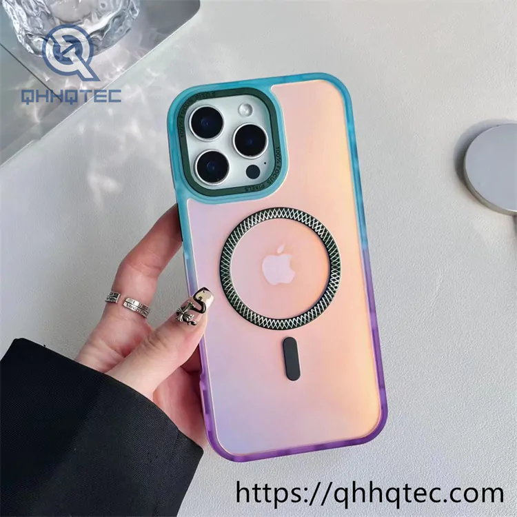 gradient pineapple pattern chameleon magnetic phone case