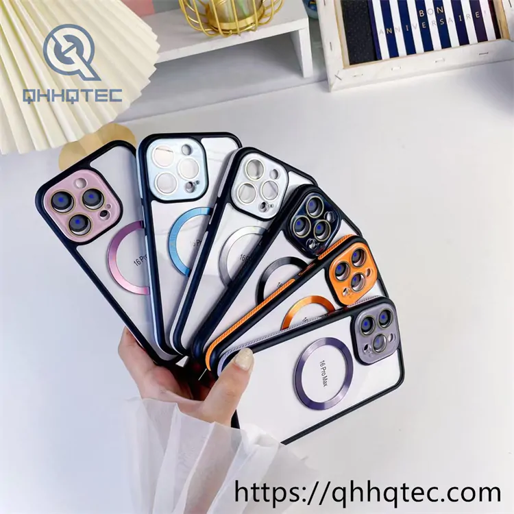 transparent magnetic phone case with anti slip edge strips