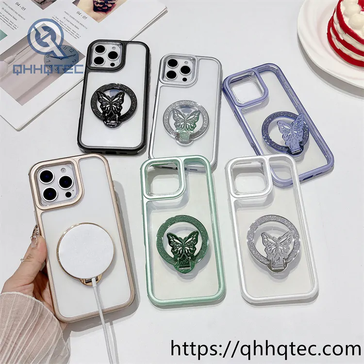 metallic paint frame 3 in 1 case butterfly round bracket