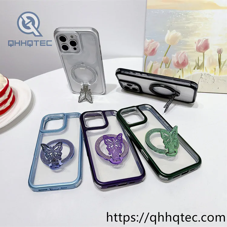 metallic paint frame 3 in 1 case butterfly round bracket