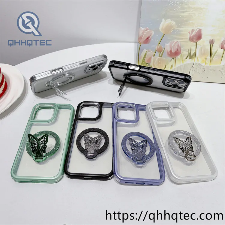 metallic paint frame 3 in 1 case butterfly round bracket