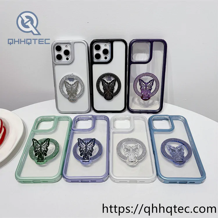 metallic paint frame 3 in 1 case butterfly round bracket