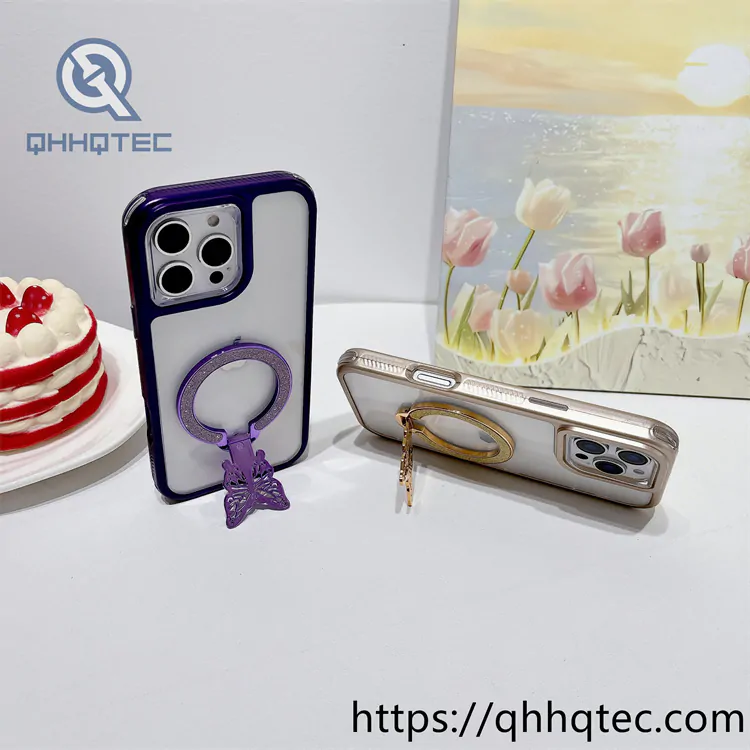 metallic paint frame 3 in 1 case butterfly round bracket