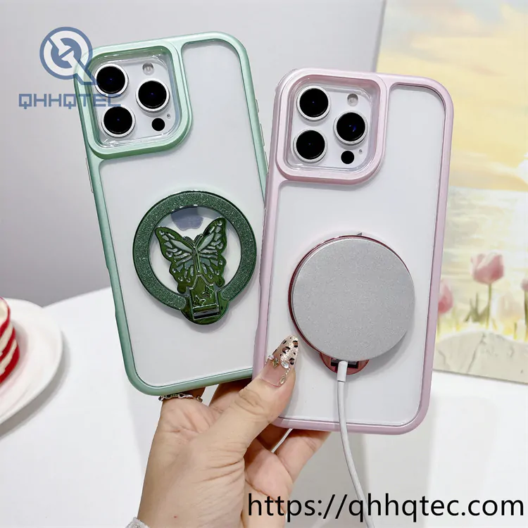 metallic paint frame 3 in 1 case butterfly round bracket