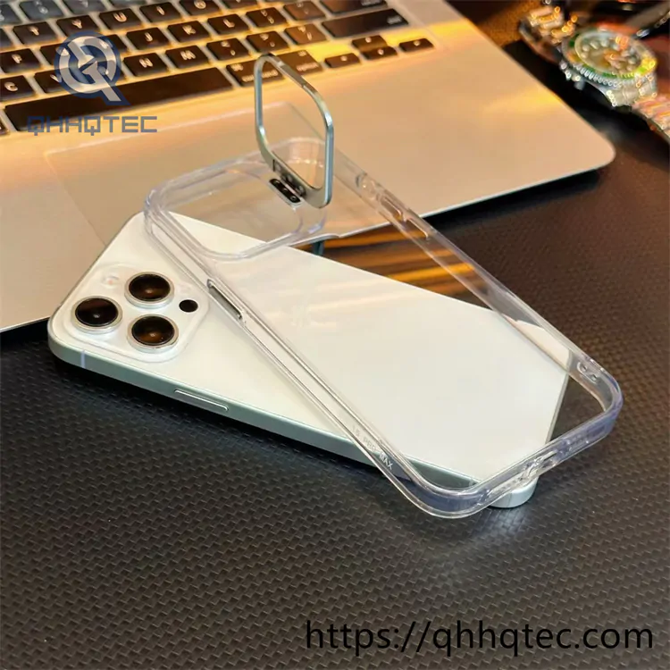 high transparent phone case with len bracket