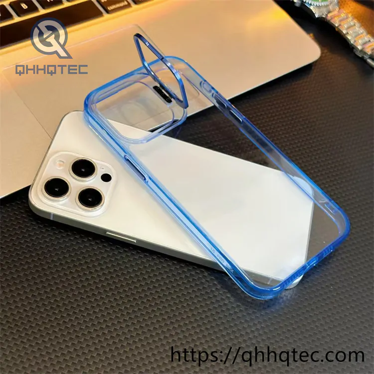 high transparent phone case with len bracket