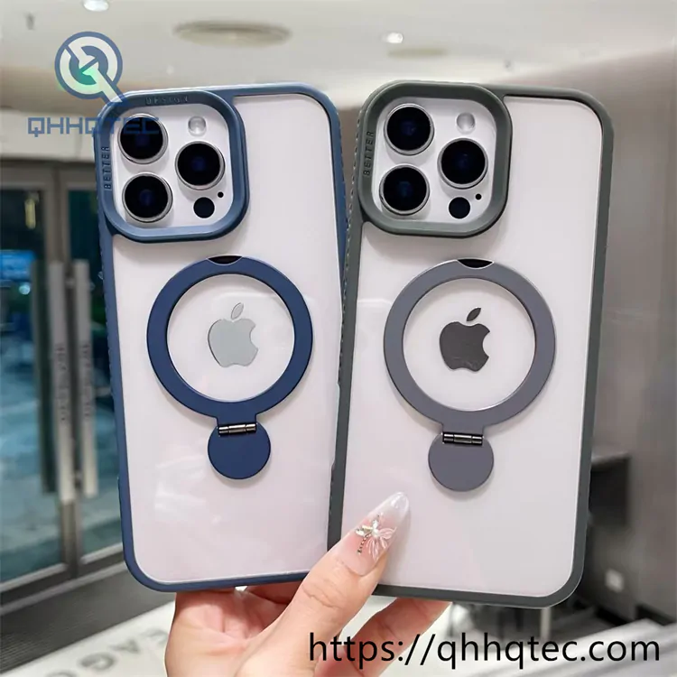 transparent phone case with hexagonal metal bracket (复制)