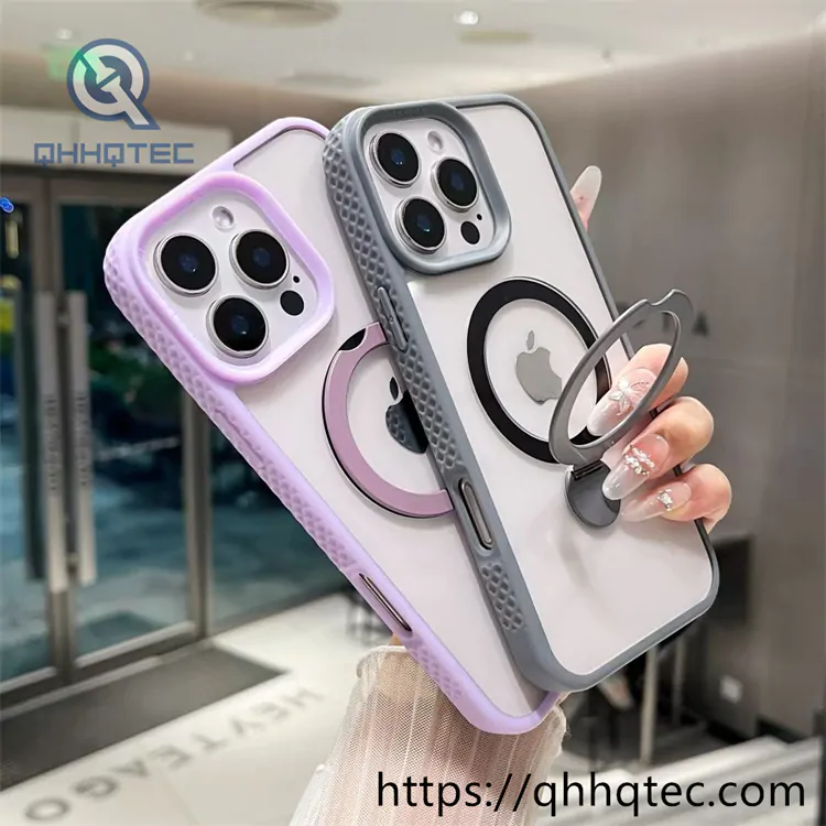 transparent phone case with hexagonal metal bracket (复制)