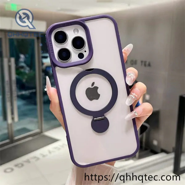 transparent phone case with hexagonal metal bracket (复制)
