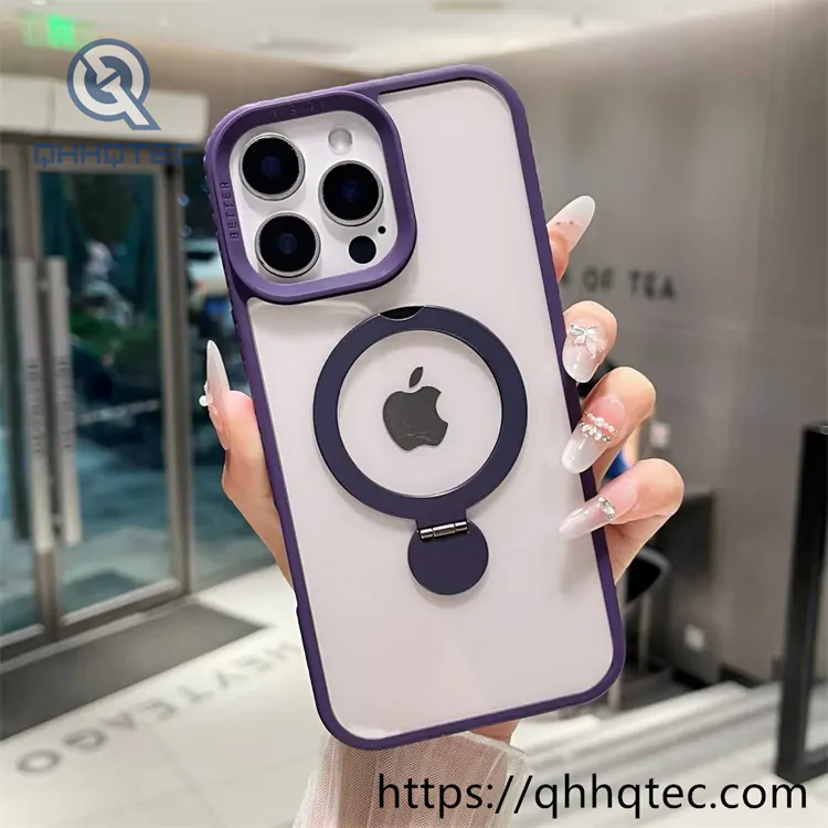 transparent phone case with hexagonal metal bracket (复制)