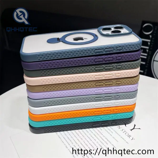 transparent case with round metal rotation bracket