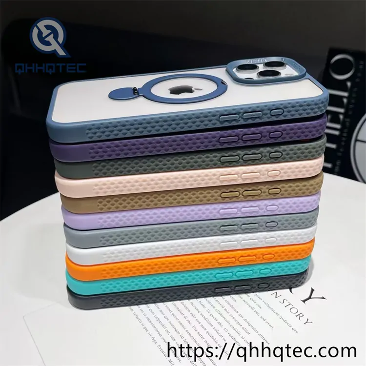 transparent case with round metal rotation bracket
