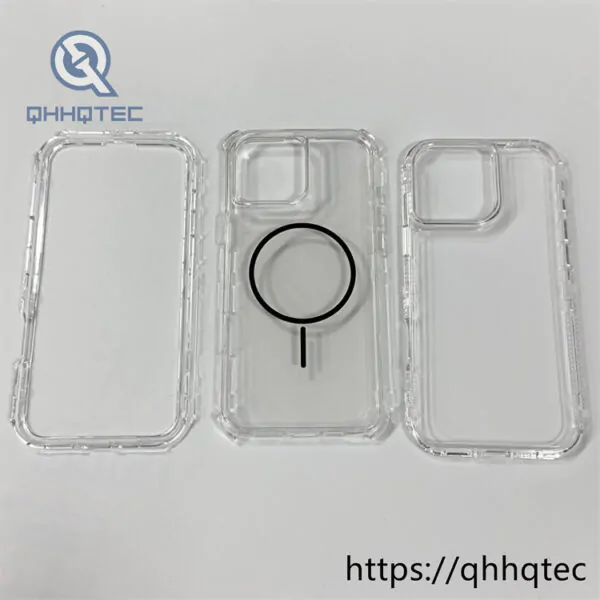clear high transparent 3 in 1 durable magnetic case