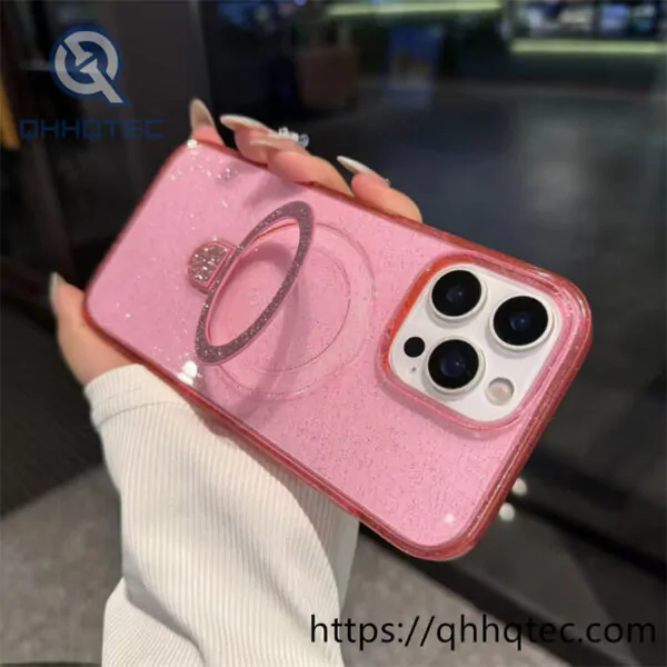 glitter lotus leaf phone holder transparent case