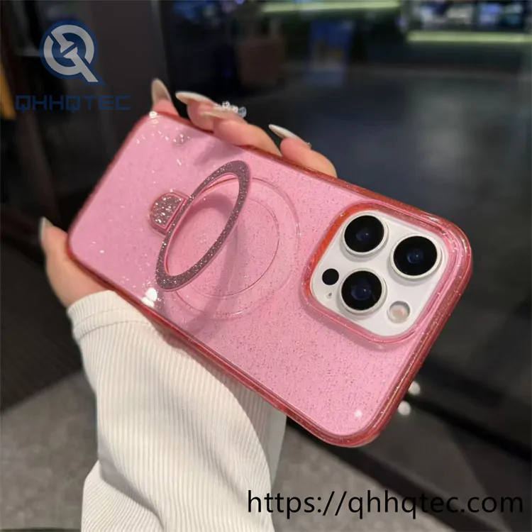 glitter lotus leaf phone holder transparent case
