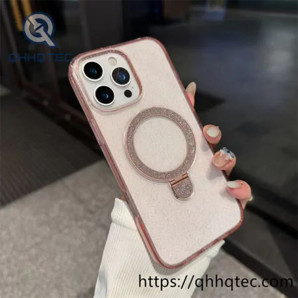 glitter lotus leaf phone holder transparent case