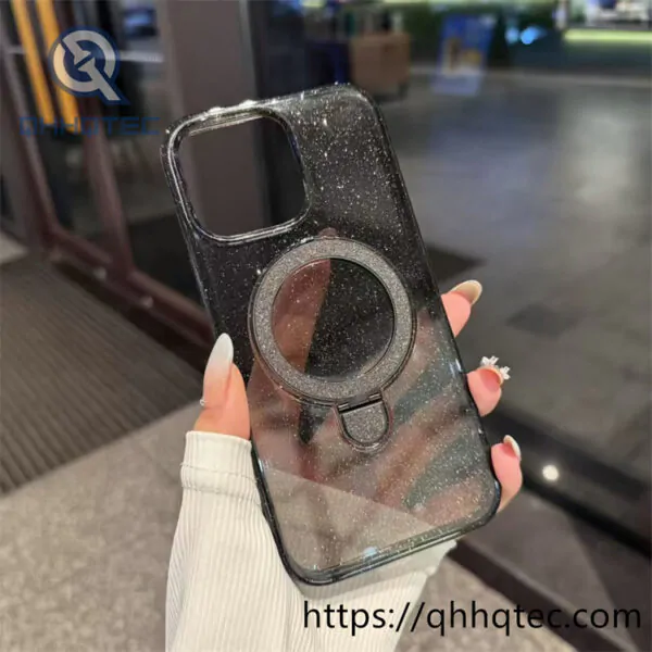glitter lotus leaf phone holder transparent case