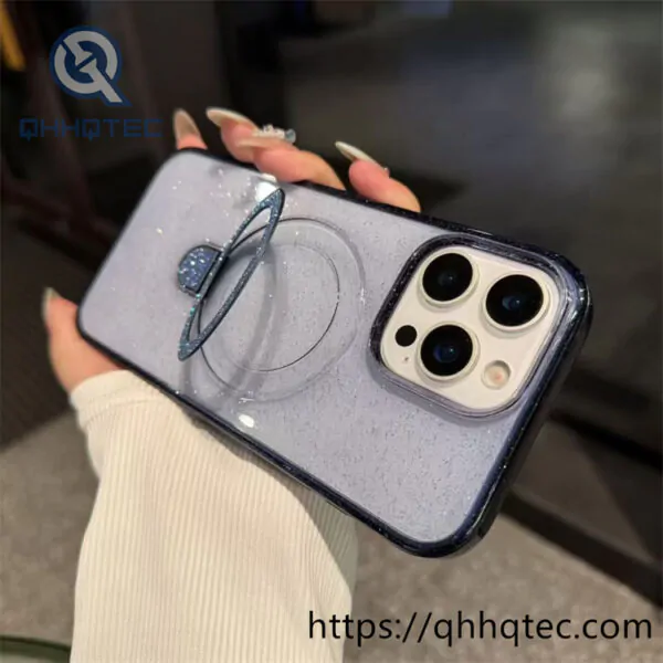 glitter lotus leaf phone holder transparent case