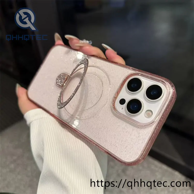 glitter lotus leaf phone holder transparent case