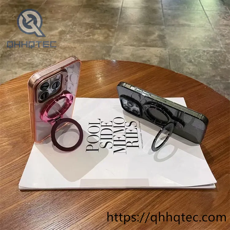 bling transparent case with double holder and camera protector