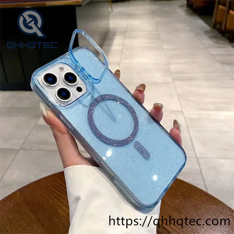 clear shinning magentic case with holder camera