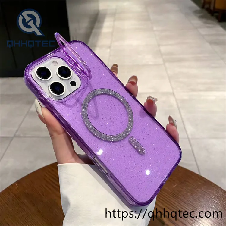 clear shinning magentic case with holder camera