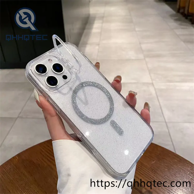 clear shinning magentic case with holder camera