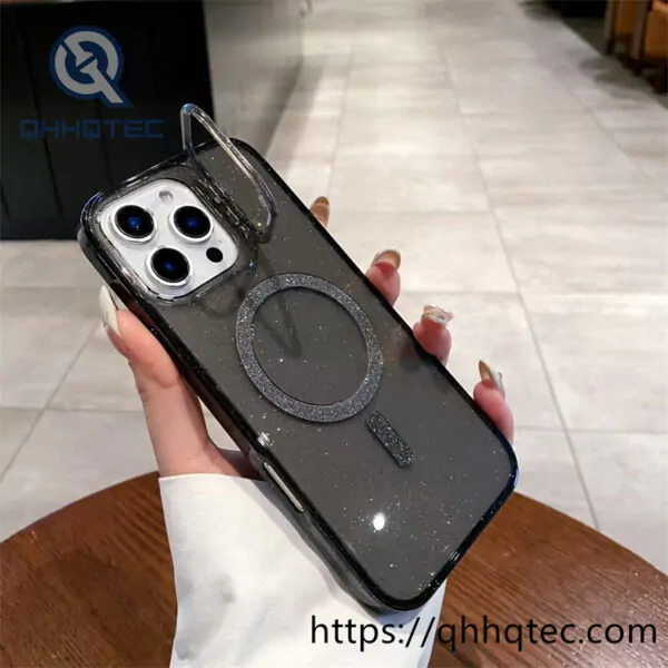 clear shinning magentic case with holder camera