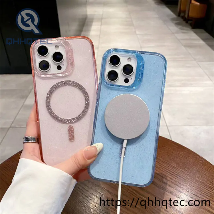 clear shinning magentic case with holder camera