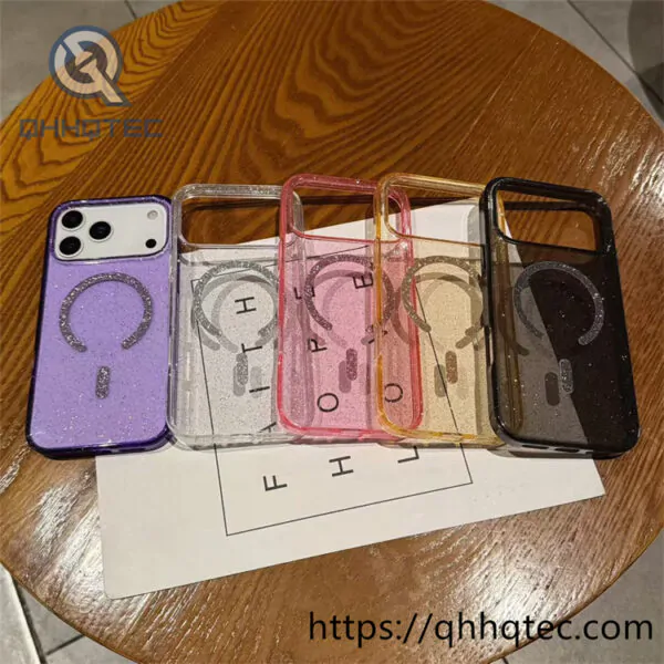shinning powder magnetic clear cover case