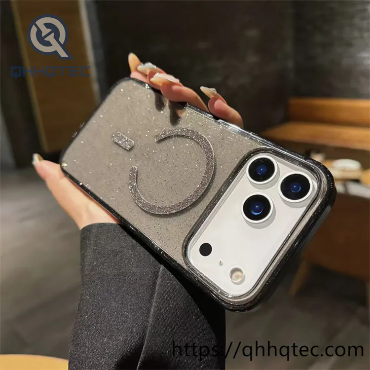 shinning powder magnetic clear cover case