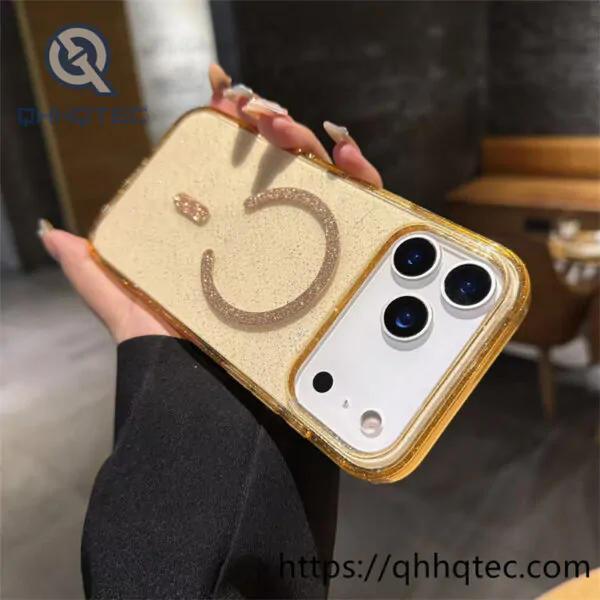 shinning powder magnetic clear cover case