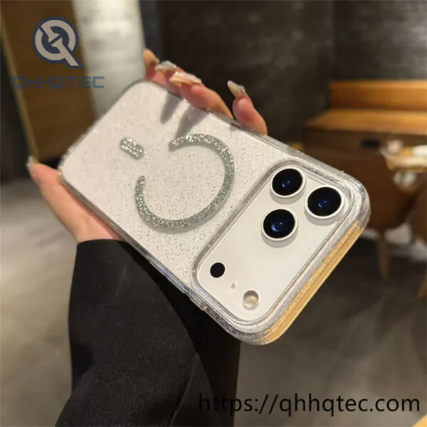 shinning powder magnetic clear cover case