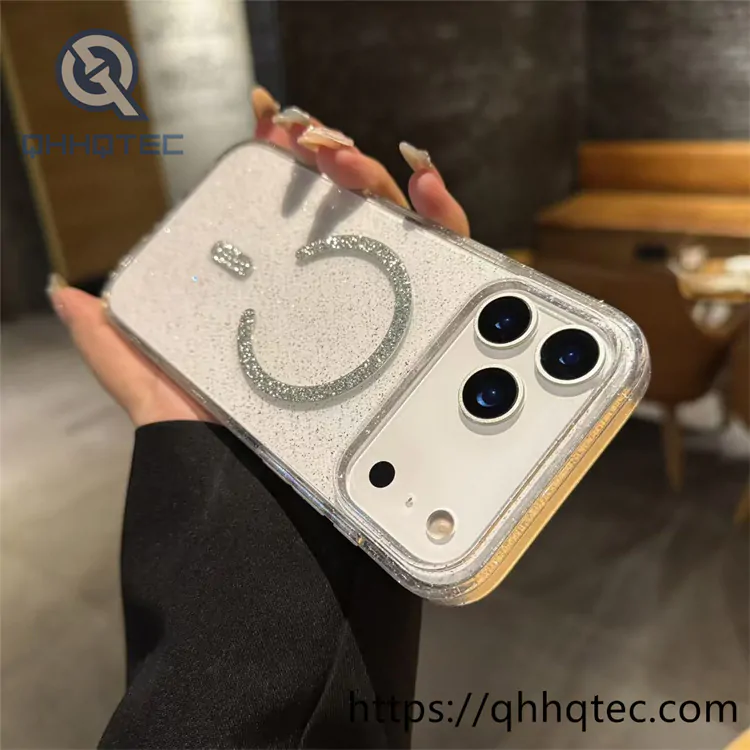 shinning powder magnetic clear cover case