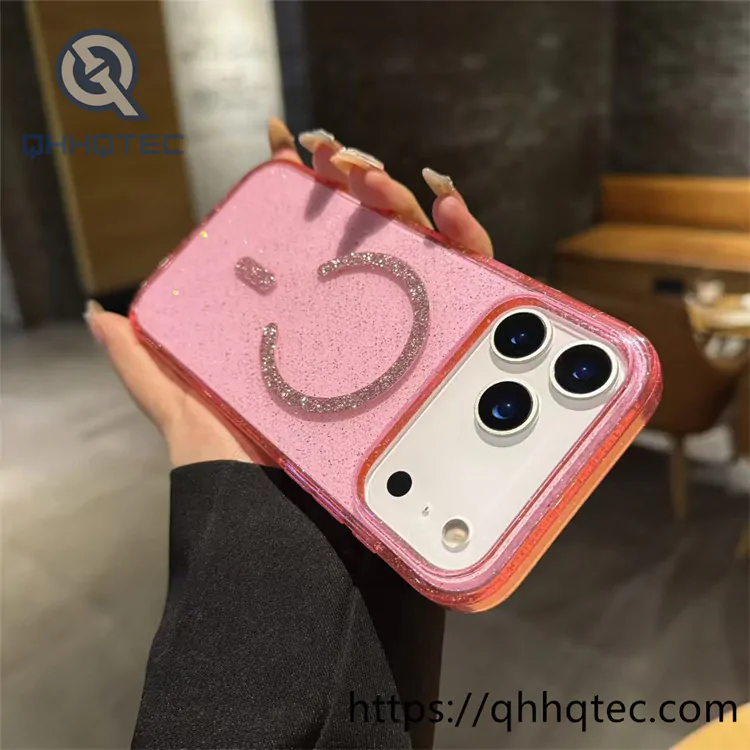 shinning powder magnetic clear cover case