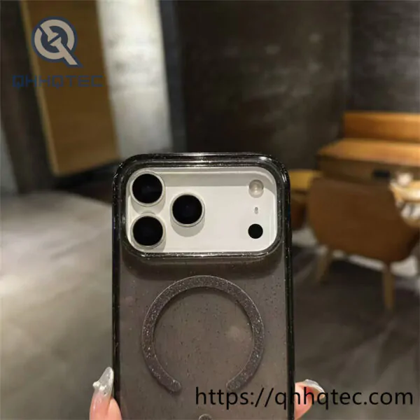 shinning powder magnetic clear cover case