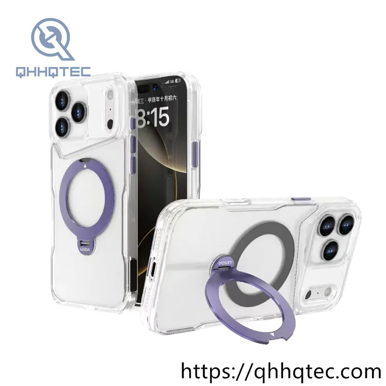 circular ring stand magsafe transparent case