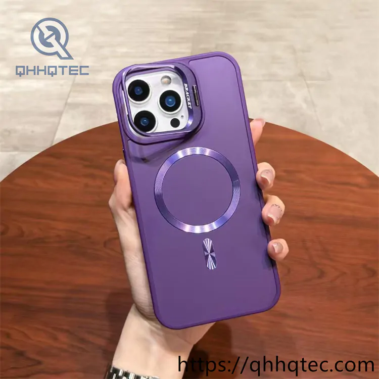 cd texture magnetic phone case with stand