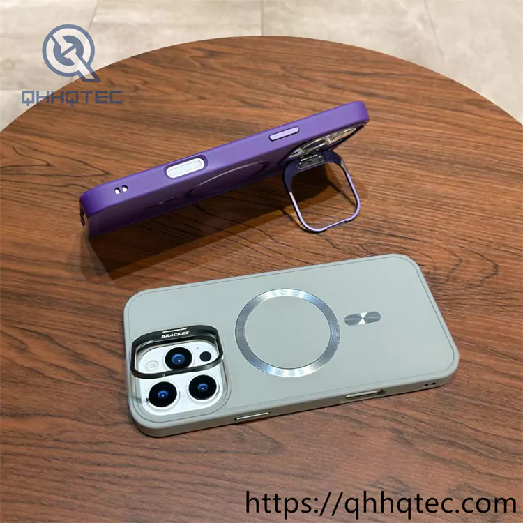 cd texture magnetic phone case with stand