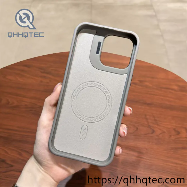 cd texture magnetic phone case with stand