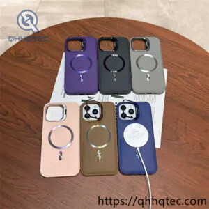 cd texture magnetic phone case with stand
