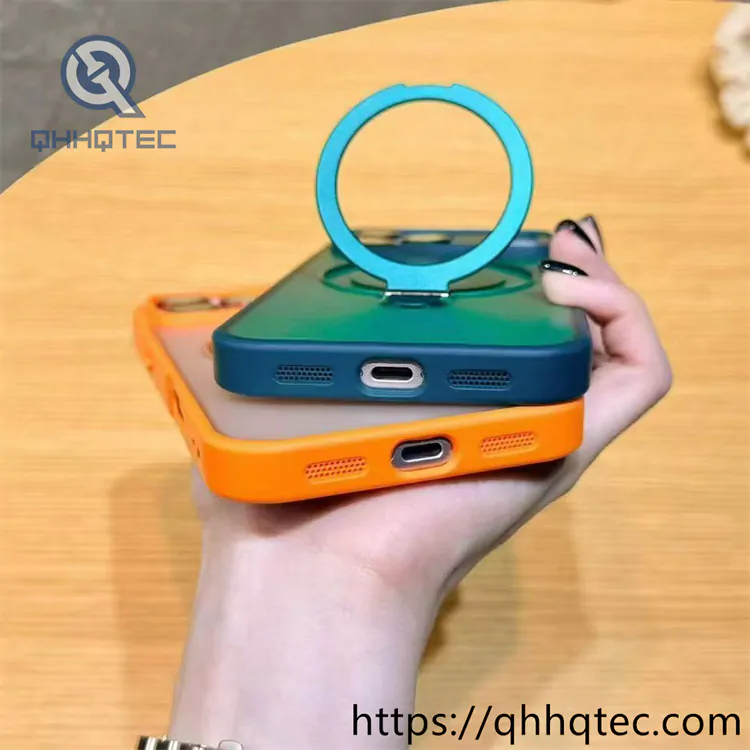skin texture embedded circular ring bracket case