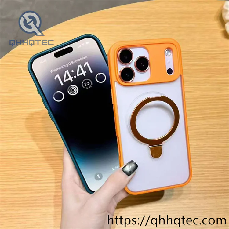 skin texture embedded circular ring bracket case