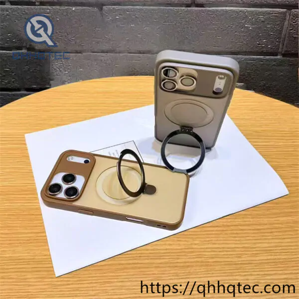 skin texture embedded circular ring bracket case