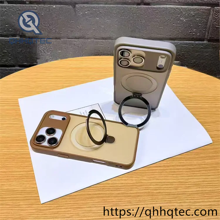 skin texture embedded circular ring bracket case