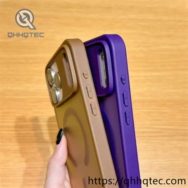 skin texture magnetic half circle case