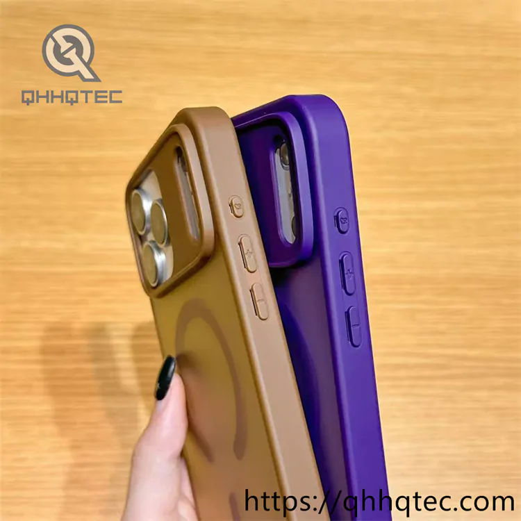 skin texture magnetic half circle case