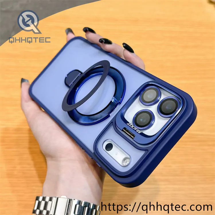 skin texture double bracket magnetic case